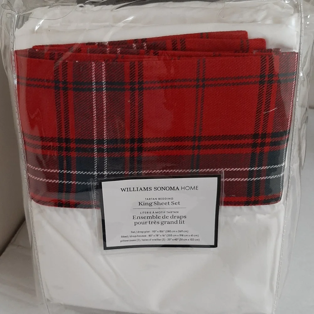 ***Williams Sonoma Tartan King Sheet Set